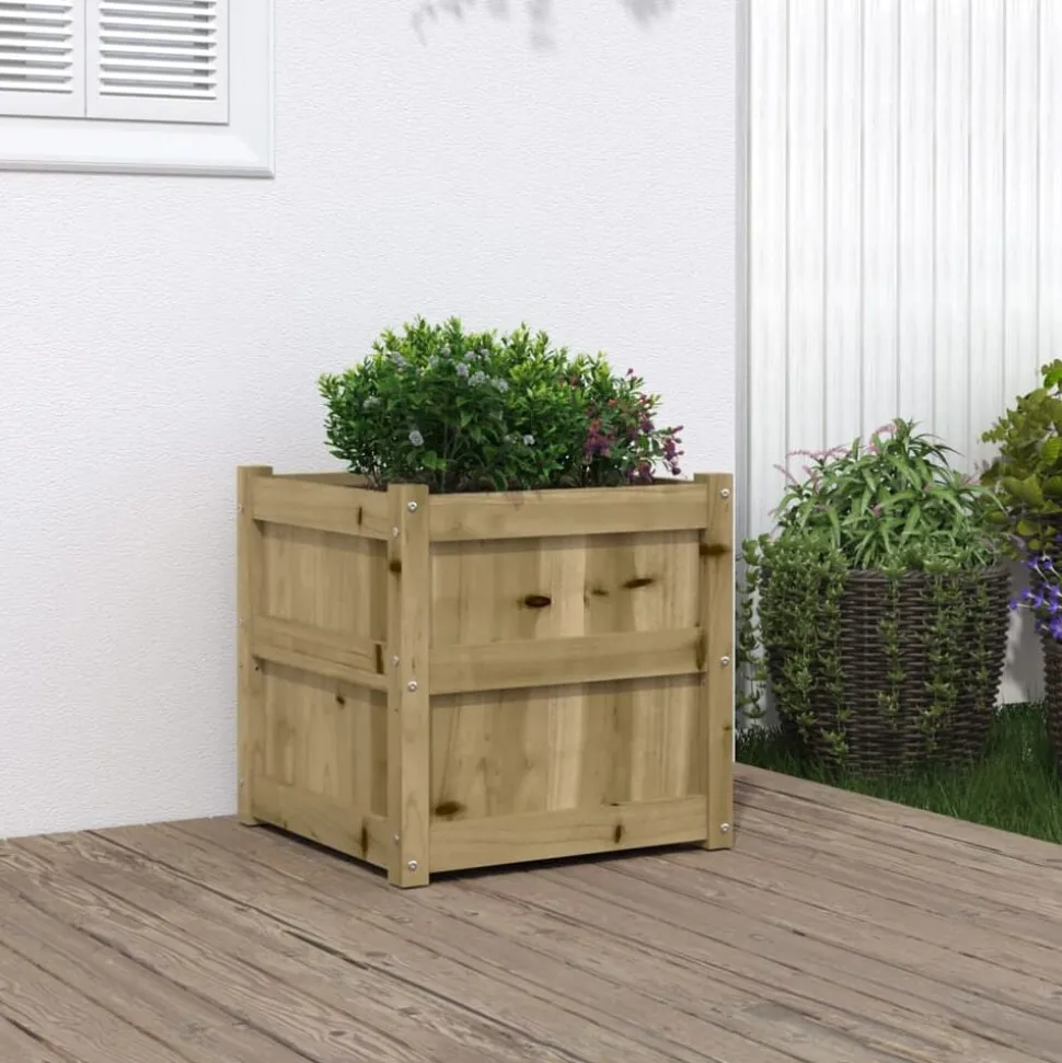 vidaXL Jardinière 50x50x50 cm bois de pin imprégné