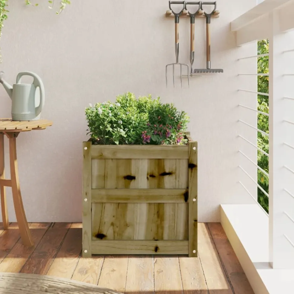 vidaXL Jardinière 50x50x50 cm bois de pin imprégné