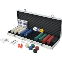 vidaXL Jeu de poker avec 500 jetons Aluminium