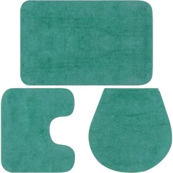 vidaXL Jeu de tapis de salle de bain 3 pcs Tissu Turquoise