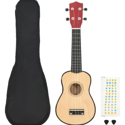 vidaXL Jeu de ukulélé soprano avec sac pour enfants bois clair 21"