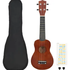 vidaXL Jeu de ukulélé soprano avec sac pour enfants bois foncé 21"