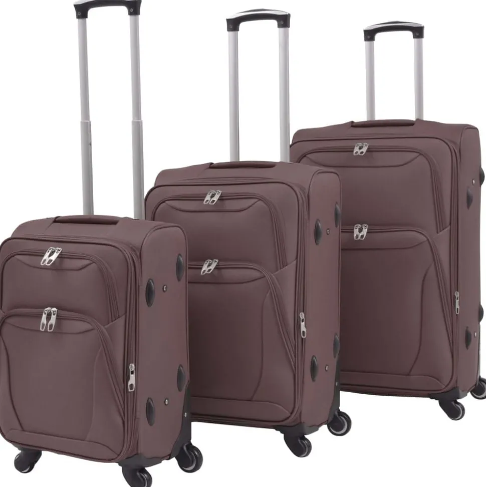 vidaXL Jeu de valises souples 3 pcs Couleur de café