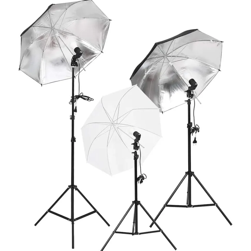vidaXL Kit d'éclairage de studio avec trépieds et parapluies