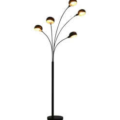 vidaXL Lampadaire 200 cm 5 x E14 Noir et doré