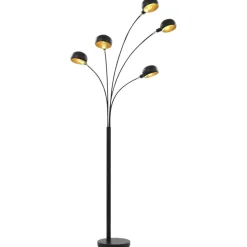 vidaXL Lampadaire 200 cm 5 x E14 Noir et doré