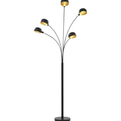 vidaXL Lampadaire 200 cm 5 x E14 Noir et doré