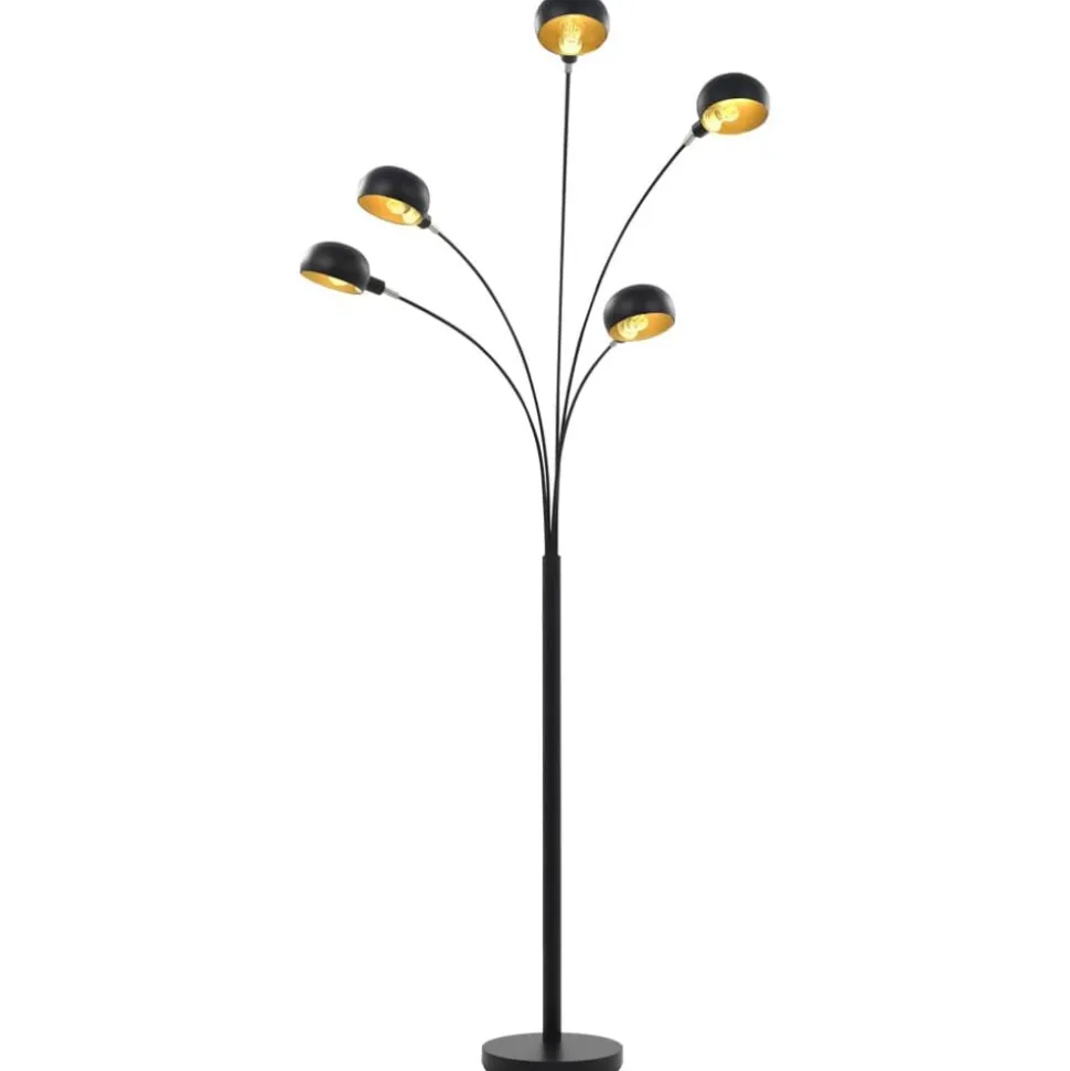 vidaXL Lampadaire 200 cm 5 x E14 Noir et doré