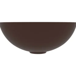 vidaXL Lavabo de salle de bain Céramique Marron Rond