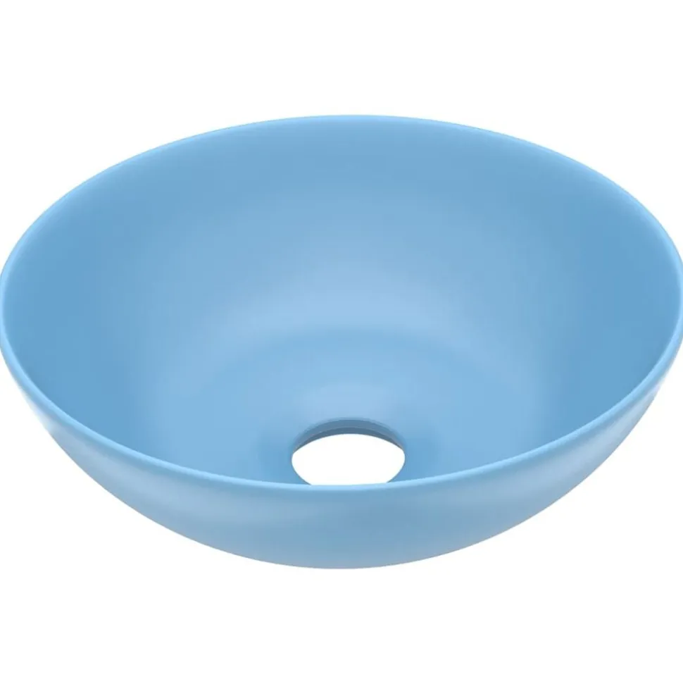 vidaXL Lavabo de salle de bain Céramique Bleu clair Rond
