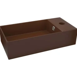vidaXL Lavabo de salle de bain avec trop-plein Céramique Marron foncé