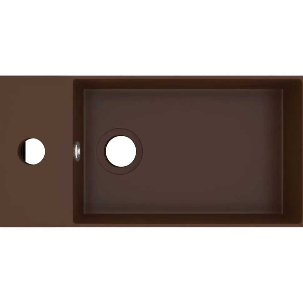 vidaXL Lavabo de salle de bain avec trop-plein Céramique Marron foncé