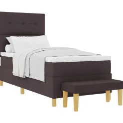 vidaXL Lit à ressorts avec tête de lit Marron foncé 200 x 80 cm tissu
