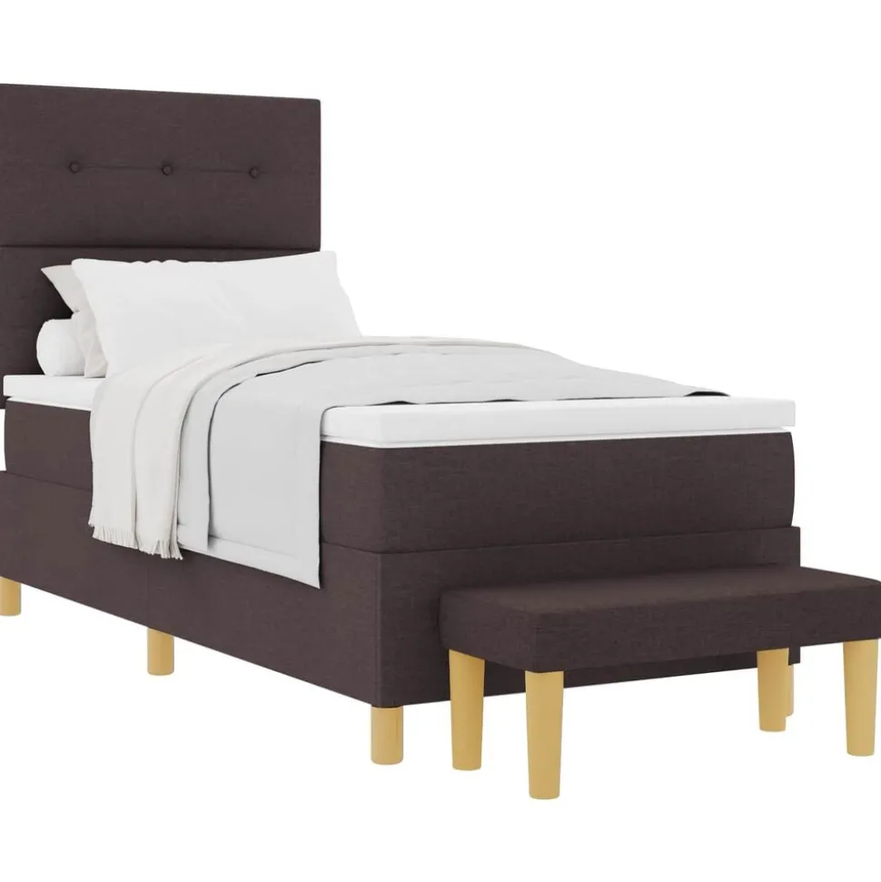 vidaXL Lit à ressorts avec tête de lit Marron foncé 200 x 80 cm tissu