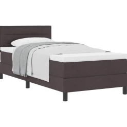 vidaXL Lit à ressorts avec tête de lit Marron foncé 80 x 200 cm tissu