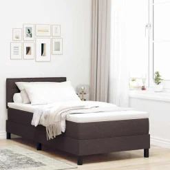 vidaXL Lit à ressorts avec tête de lit Marron foncé 80 x 200 cm tissu