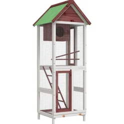 vidaXL Maison à oiseaux moka 60x58,5x160 cm bois massif de pin