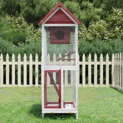 vidaXL Maison à oiseaux moka 60x58,5x160 cm bois massif de pin