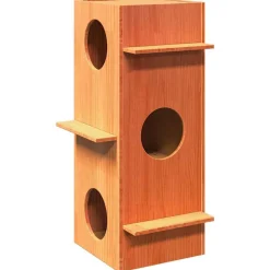 vidaXL Maison pour chat cire marron 43x43x90 cm bois de pin massif