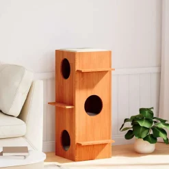 vidaXL Maison pour chat cire marron 43x43x90 cm bois de pin massif