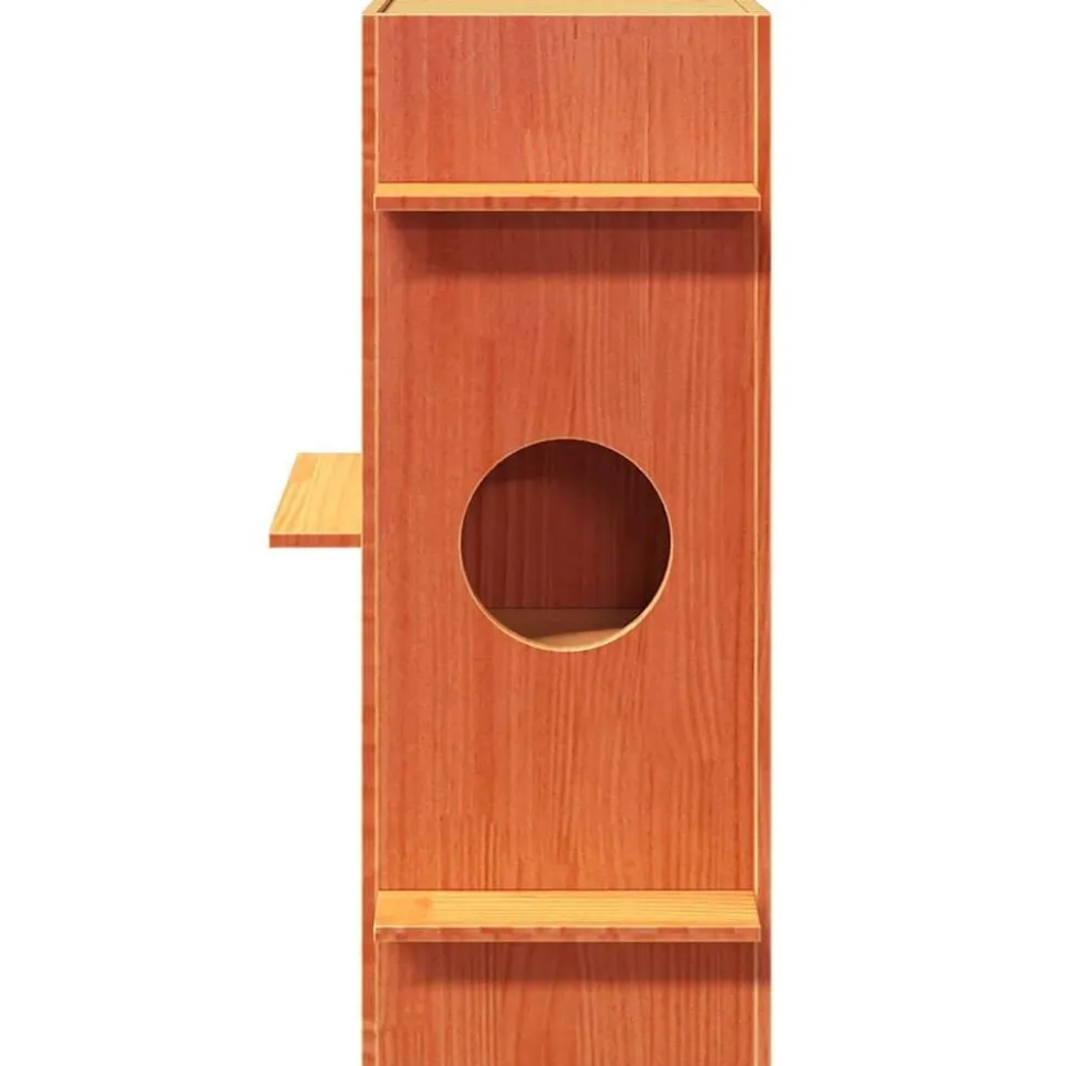 vidaXL Maison pour chat cire marron 43x43x90 cm bois de pin massif