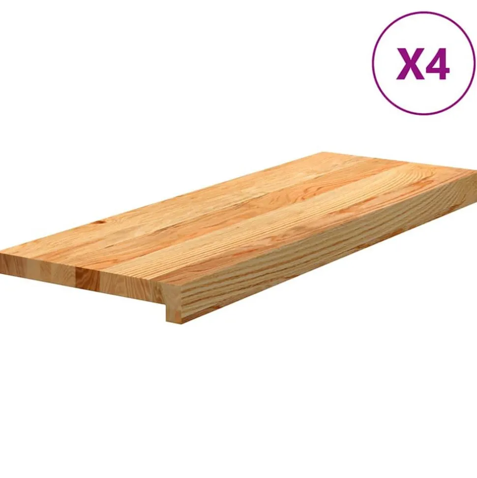 vidaXL Marches d'escalier 4 pcs marron clair 70x25x2 cm chêne massif
