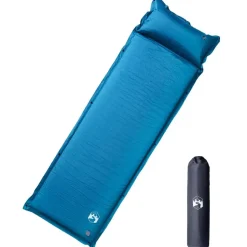 vidaXL Matelas de camping autogonflant oreiller 1 personne turquoise