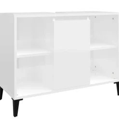 vidaXL Meuble d'évier blanc brillant 80x33x60 cm bois d'ingénierie