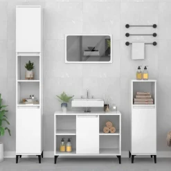 vidaXL Meuble d'évier blanc brillant 80x33x60 cm bois d'ingénierie