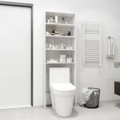 vidaXL Meuble pour machine à laver blanc brillant 64x24x190 cm