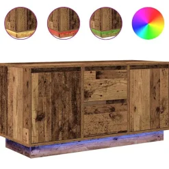 vidaXL Meuble TV avec éclairage LED vieux bois 100x41x50 cm