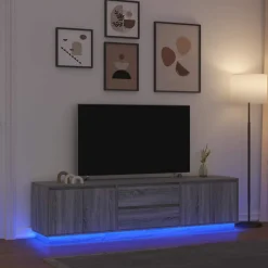 vidaXL Meuble TV avec éclairage LED vieux bois 100x41x50 cm