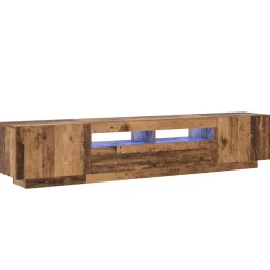vidaXL Meuble TV avec lumières LED vieux bois bois d'ingénierie
