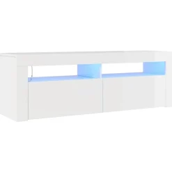 vidaXL Meuble TV avec lumières LED blanc brillant 120x35x40 cm