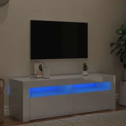 vidaXL Meuble TV avec lumières LED blanc brillant 120x35x40 cm