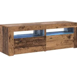 vidaXL Meuble TV avec lumières LED vieux bois bois d'ingénierie