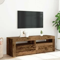 vidaXL Meuble TV avec lumières LED vieux bois bois d'ingénierie