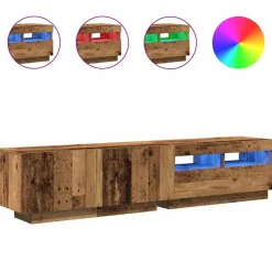 vidaXL Meuble TV avec lumières LED vieux bois bois d'ingénierie