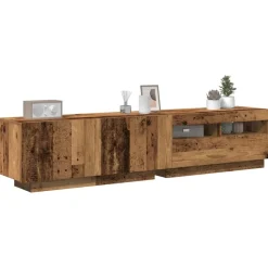 vidaXL Meuble TV avec lumières LED vieux bois bois d'ingénierie