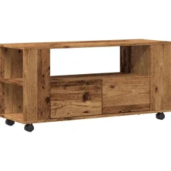 vidaXL Meuble TV avec roulettes vieux bois bois d'ingénierie
