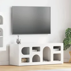 vidaXL Meuble TV Blanc brillant 100 x 35 x 40 cm Bois d'ingénierie