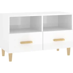 vidaXL Meuble TV Blanc brillant 80x36x50 cm Bois d'ingénierie