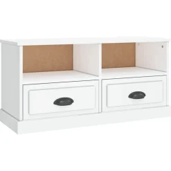 vidaXL Meuble TV blanc brillant 93x35,5x45 cm bois d'ingénierie