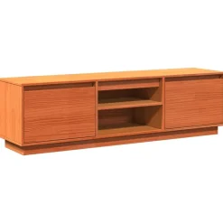 vidaXL Meuble TV cire marron 140x35x40 cm bois pin massif