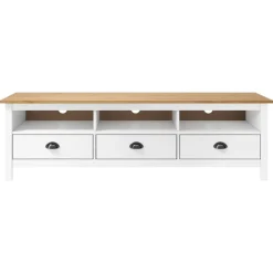vidaXL Meuble TV Hill Range Blanc 158x40x47 cm Bois de pin solide