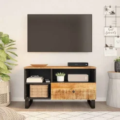vidaXL Meuble TV 80x33x46 cm bois de manguier et d'ingénierie