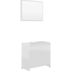 vidaXL Meubles de salle de bain Blanc brillant Bois d'ingénierie