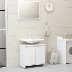 vidaXL Meubles de salle de bain Blanc brillant Bois d'ingénierie