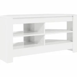 vidaXL MeubleTVd'Angle Blanc brillant 102 x 40,5 x 45 cm