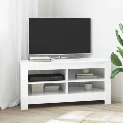 vidaXL MeubleTVd'Angle Blanc brillant 102 x 40,5 x 45 cm
